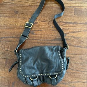 Banana Republic black leather bag with gold accents